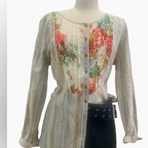 SOFT SURROUNDINGS - BOHEMIAN Floral Stripe Blouse